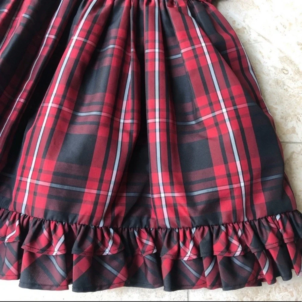 *RELISTED* Ralph Lauren Red & Black Plaid Dress & Bloomers Girl’s Size 12 Months - Picture 5 of 9